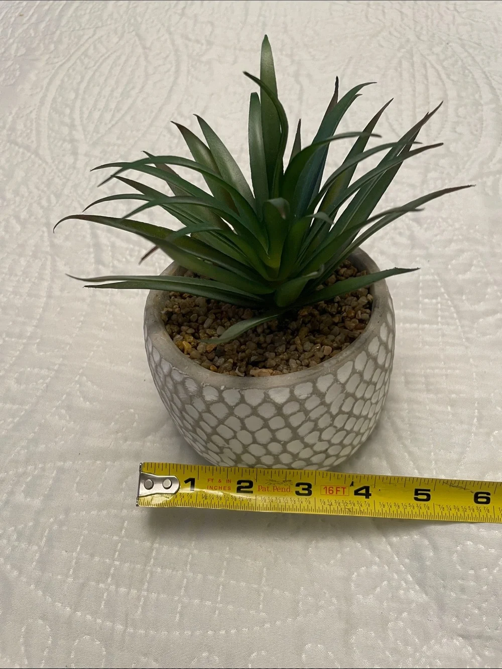 Artificial Faux Green Succulent Plant in Cement Pot Planter Excellent Condition